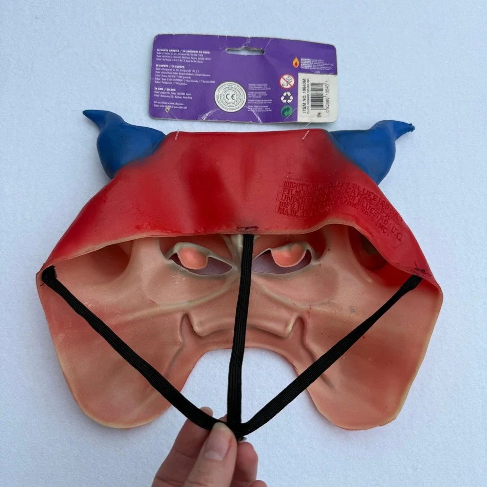 1994 Rubie's Monger Devil Demon Vinyl Half Face Mask NOS Vintage Halloween HTF